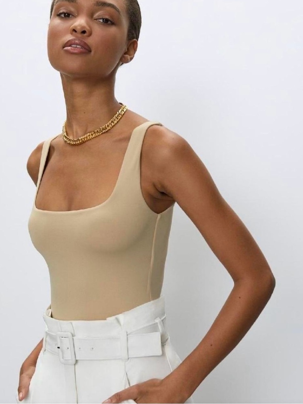 Aritzia Babaton contour squareneck bodysuit nude NWOT